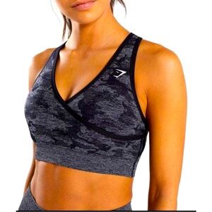 Gymshark Camo Sports Bra - Black and Gray Adapt New